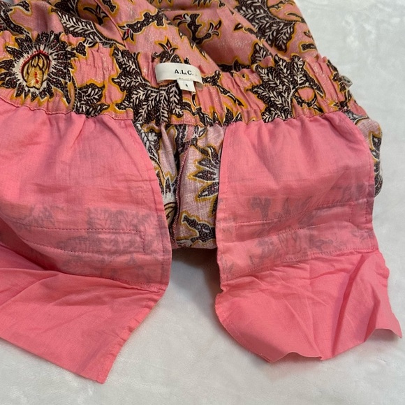 ALC 100% Linen Henry Print Colorful Floral Pants Block Print in Size 6 - Picture 16 of 16